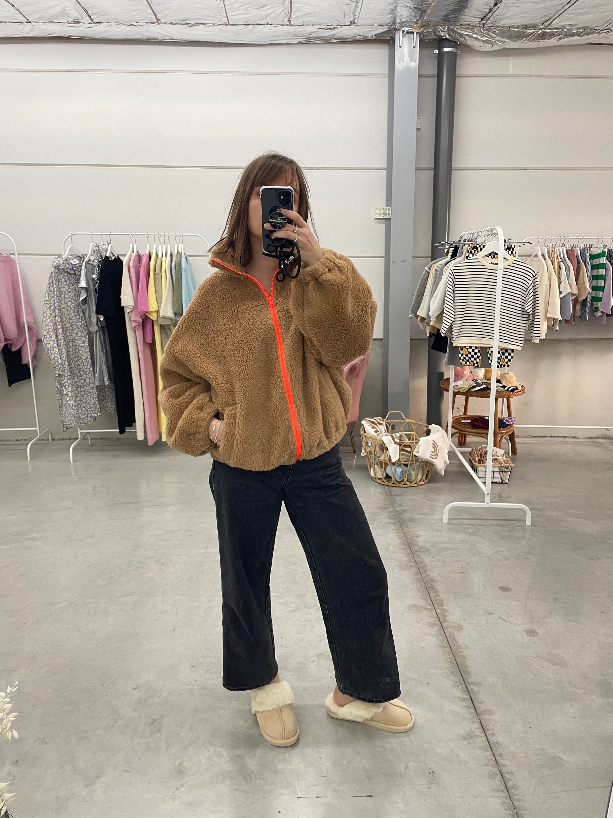 Oversized teddy jacket