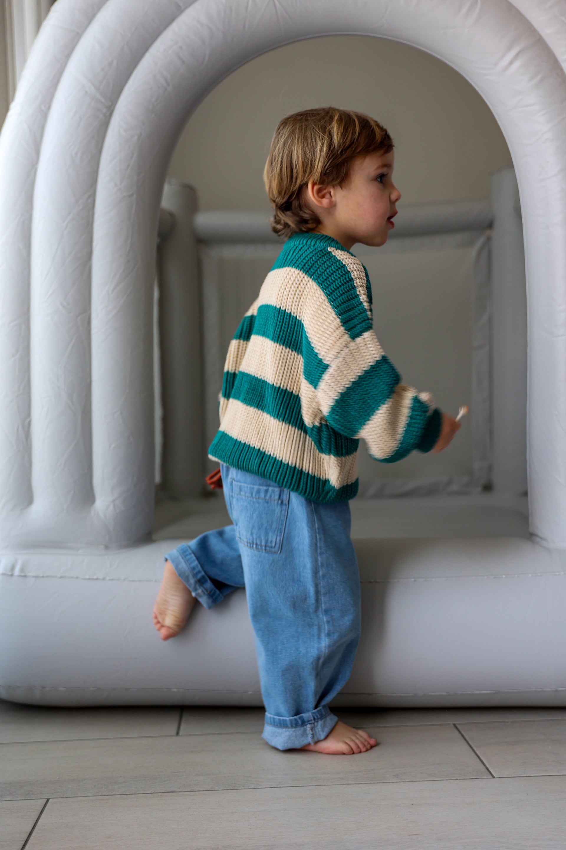 Oversized knitted sweater - gestreept