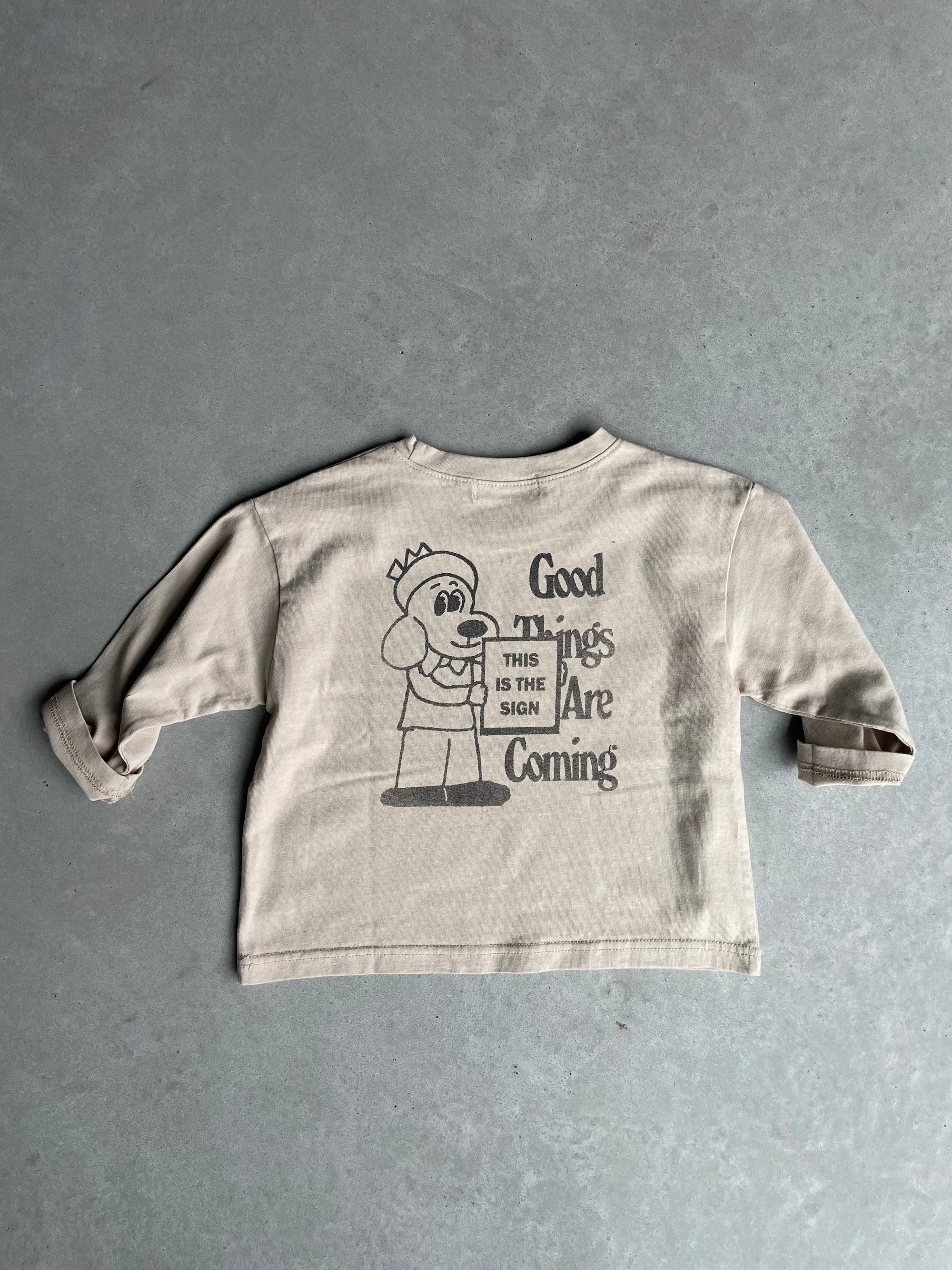 Oversized good things are coming tee - beige