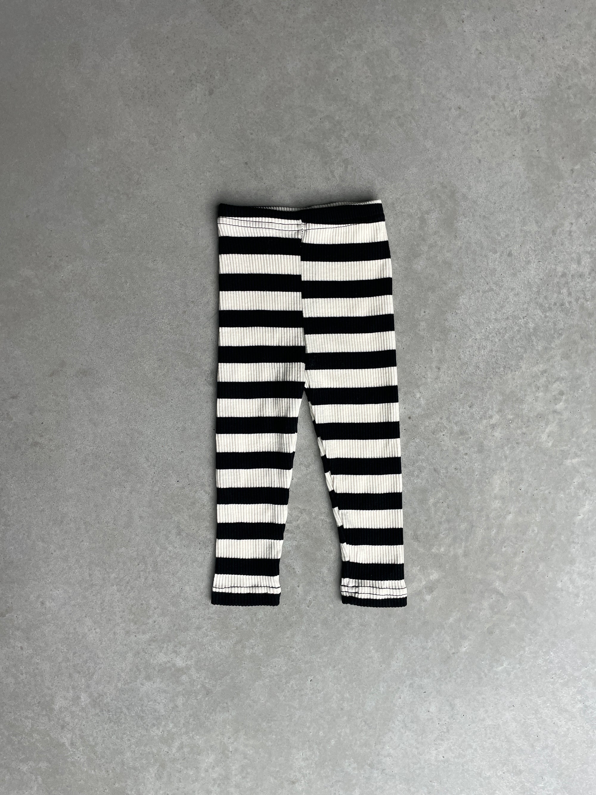 Striped rib leggings - zwart