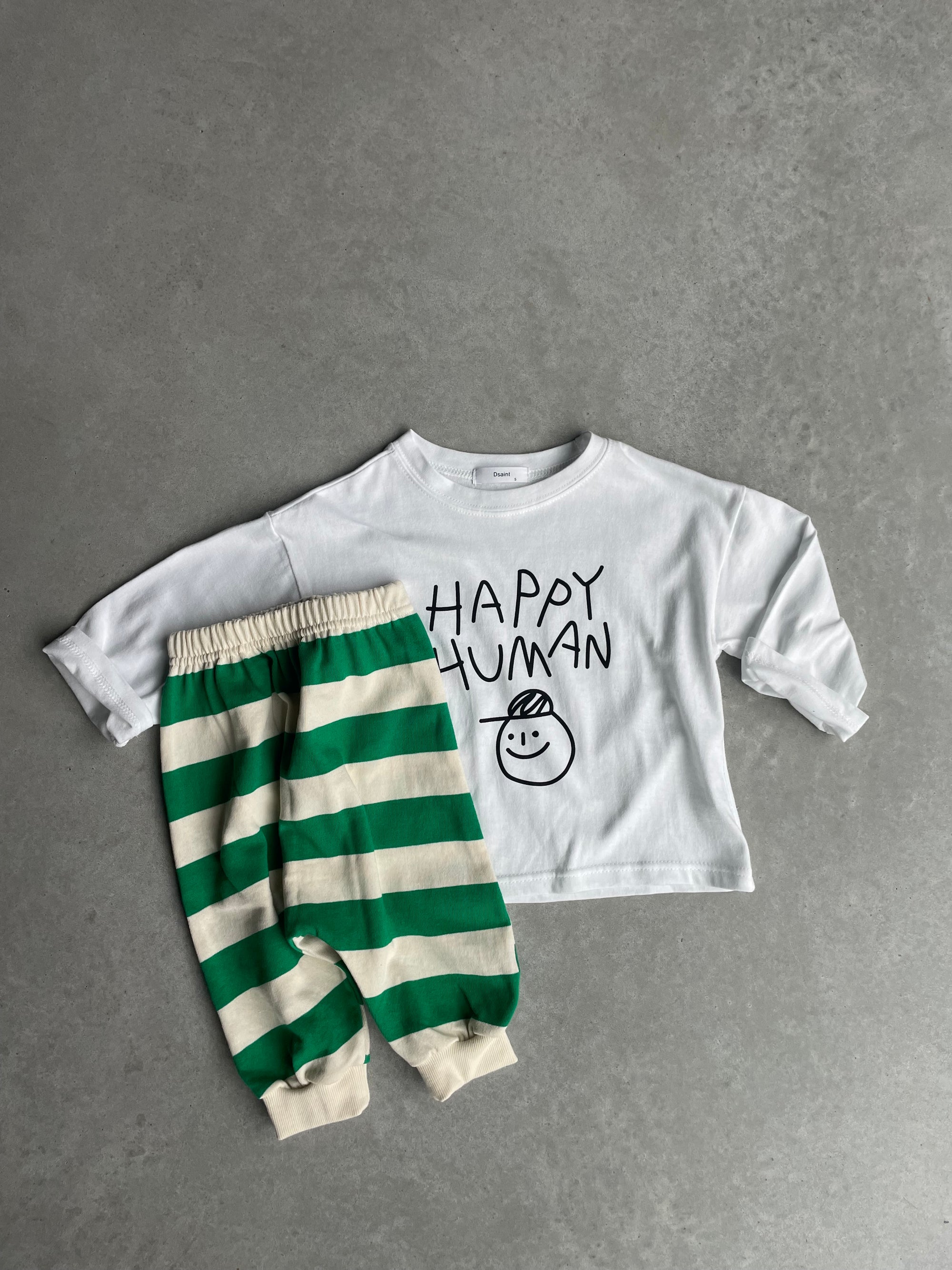 Baggy striped pants - groen