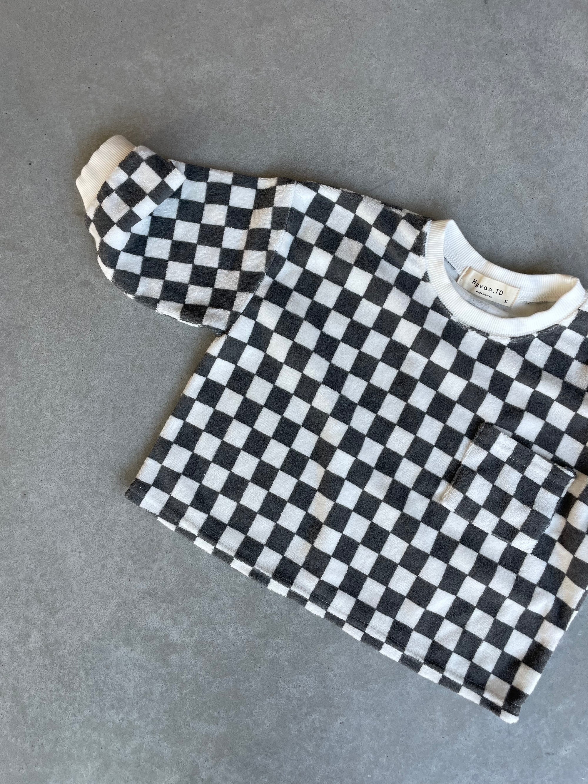 Terry checkered sweatshirt - houtskool