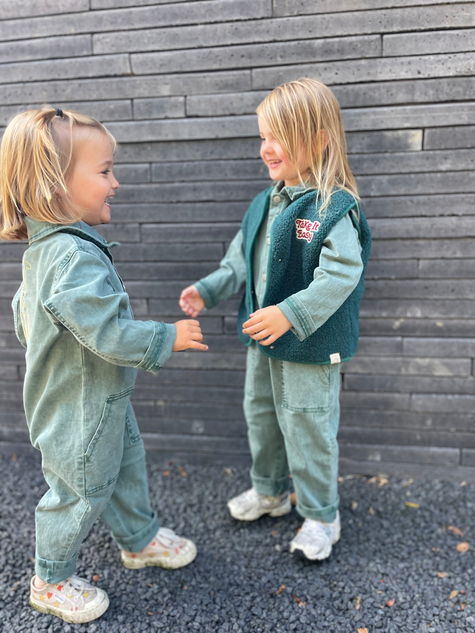 Green denim boilersuit