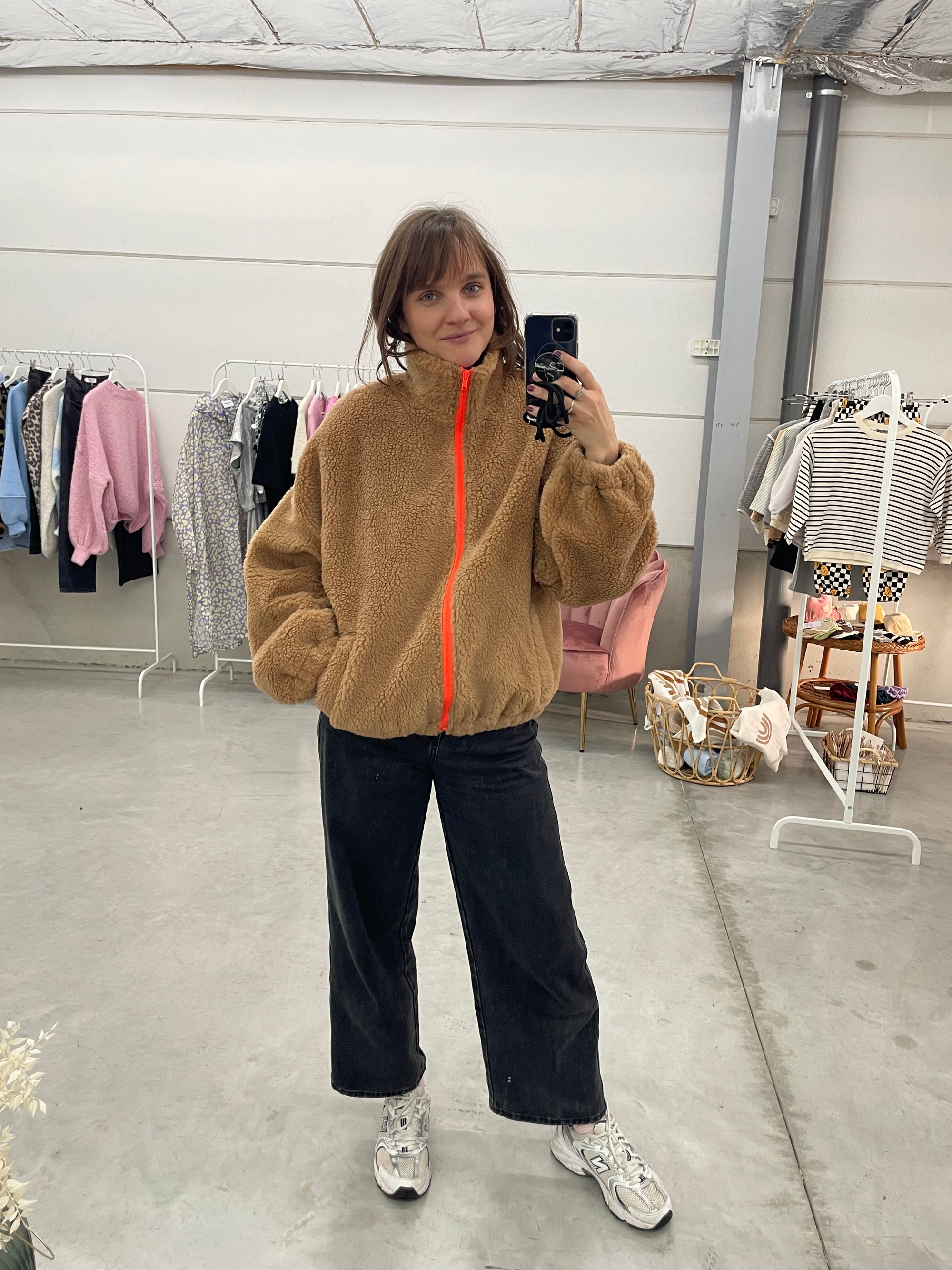 Oversized teddy jacket