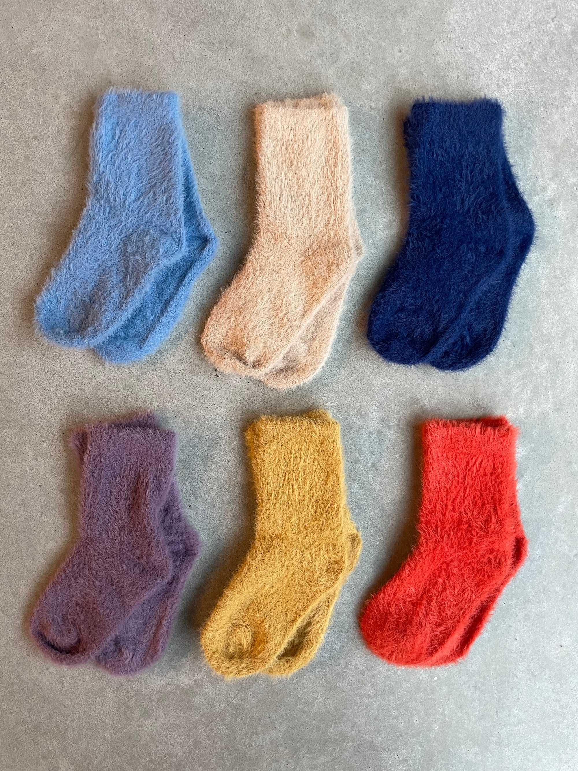 Fluffy socks - mosterd