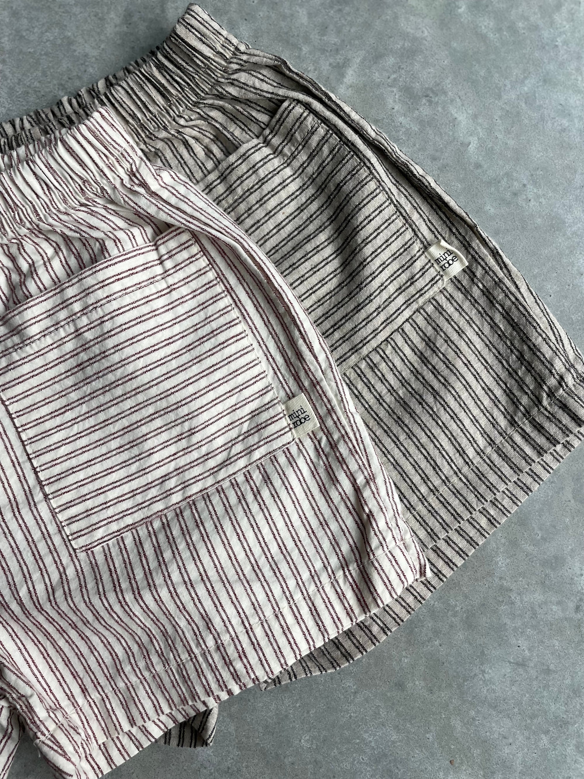 Striped pocket short - mokka