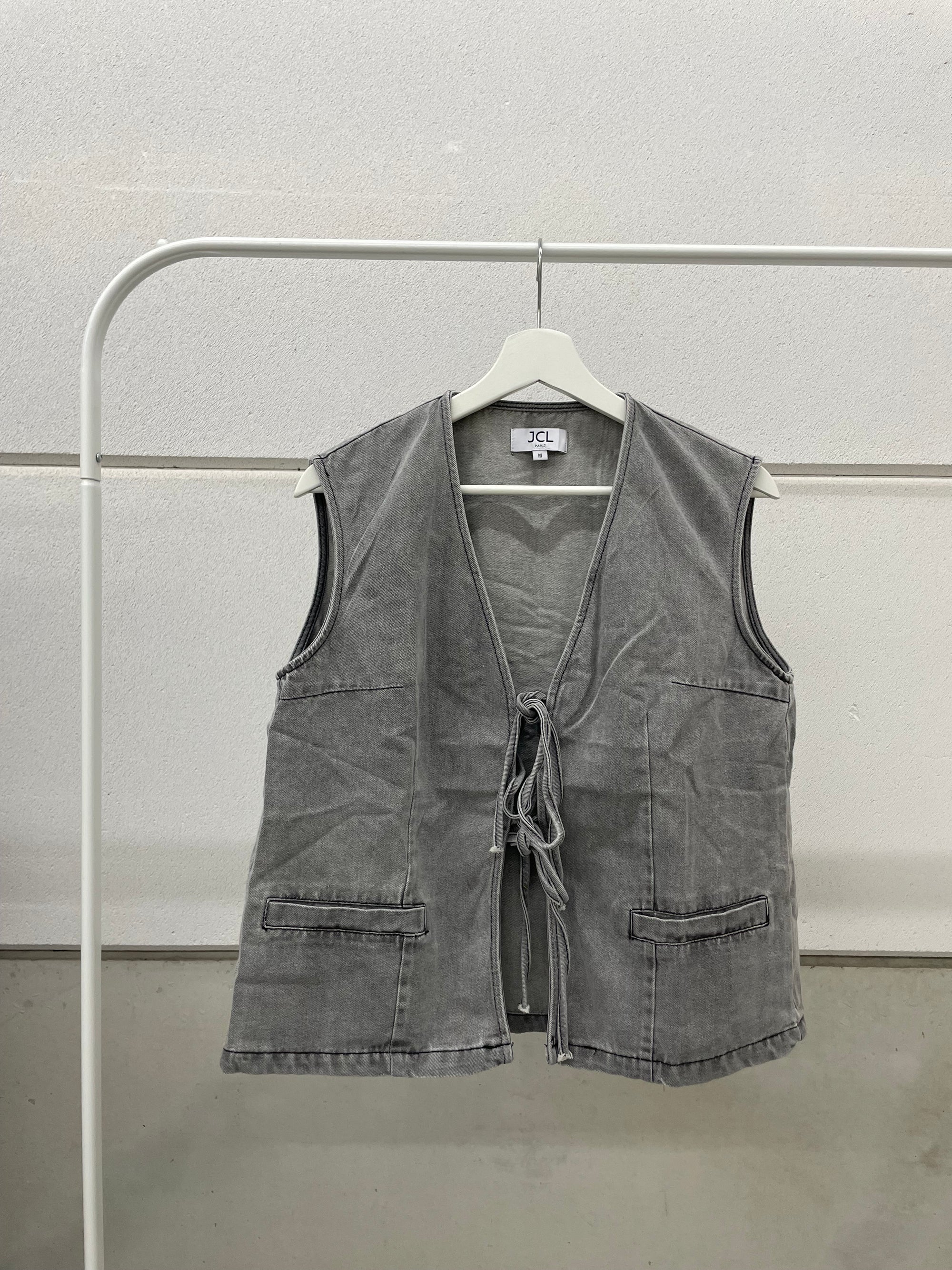 Grey denim vest