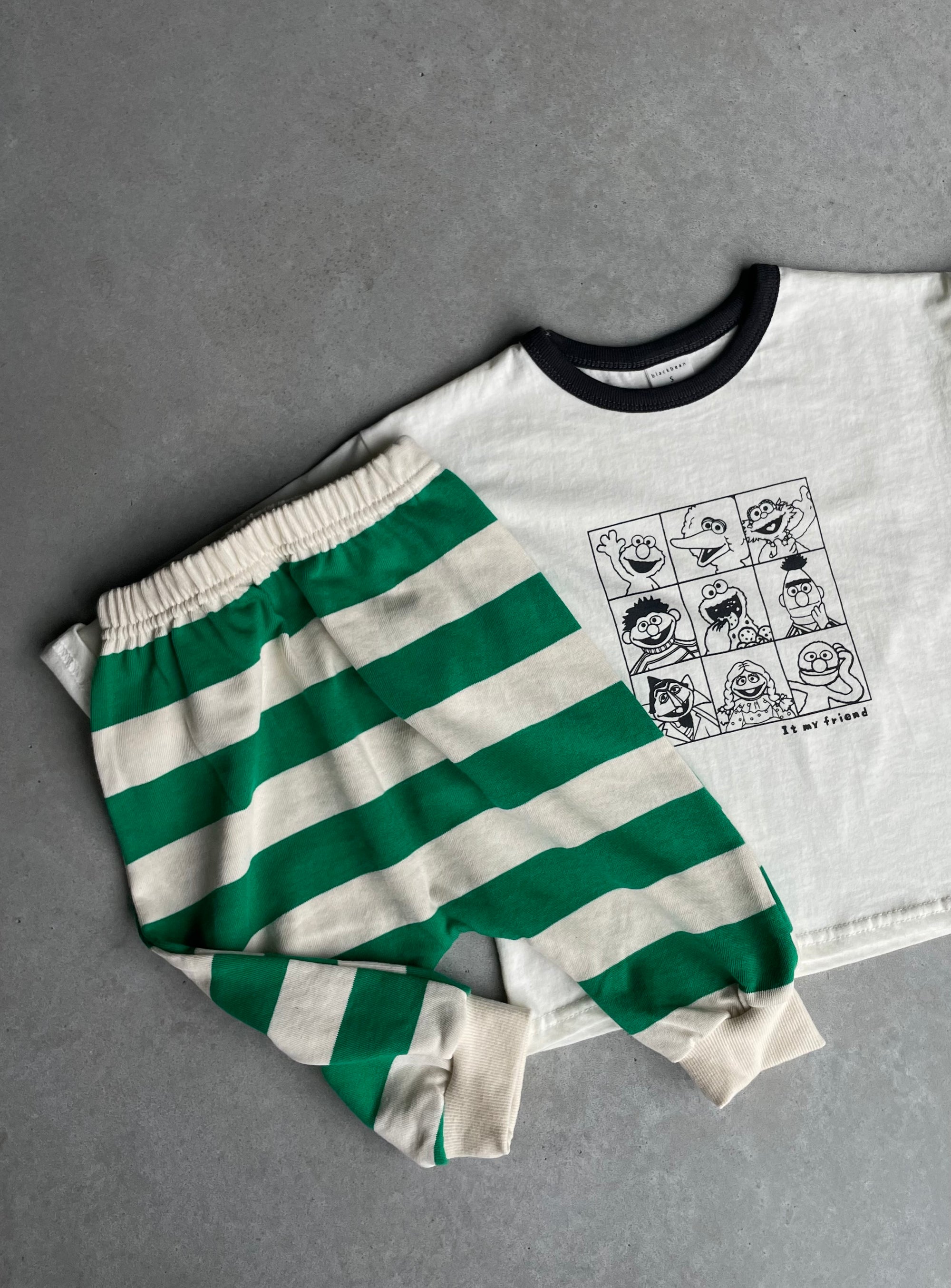 Baggy striped pants - groen