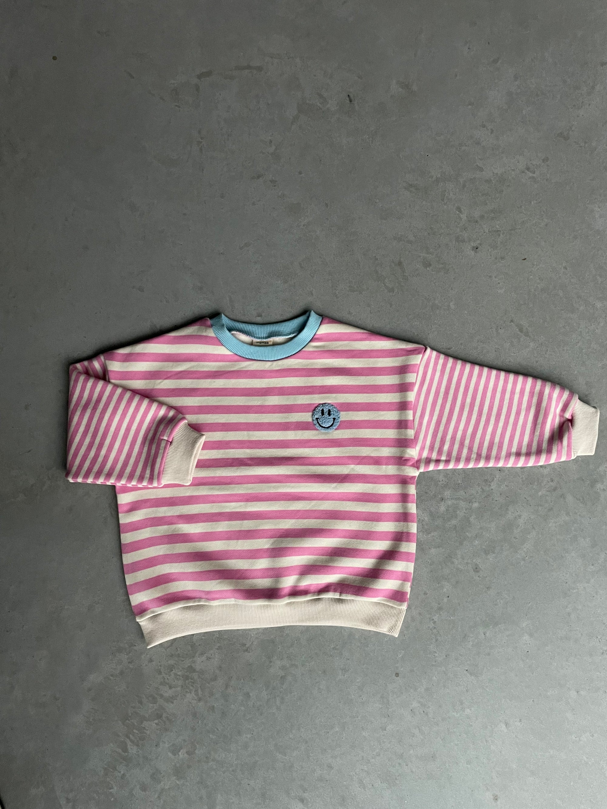 Striped smiley sweater - roze