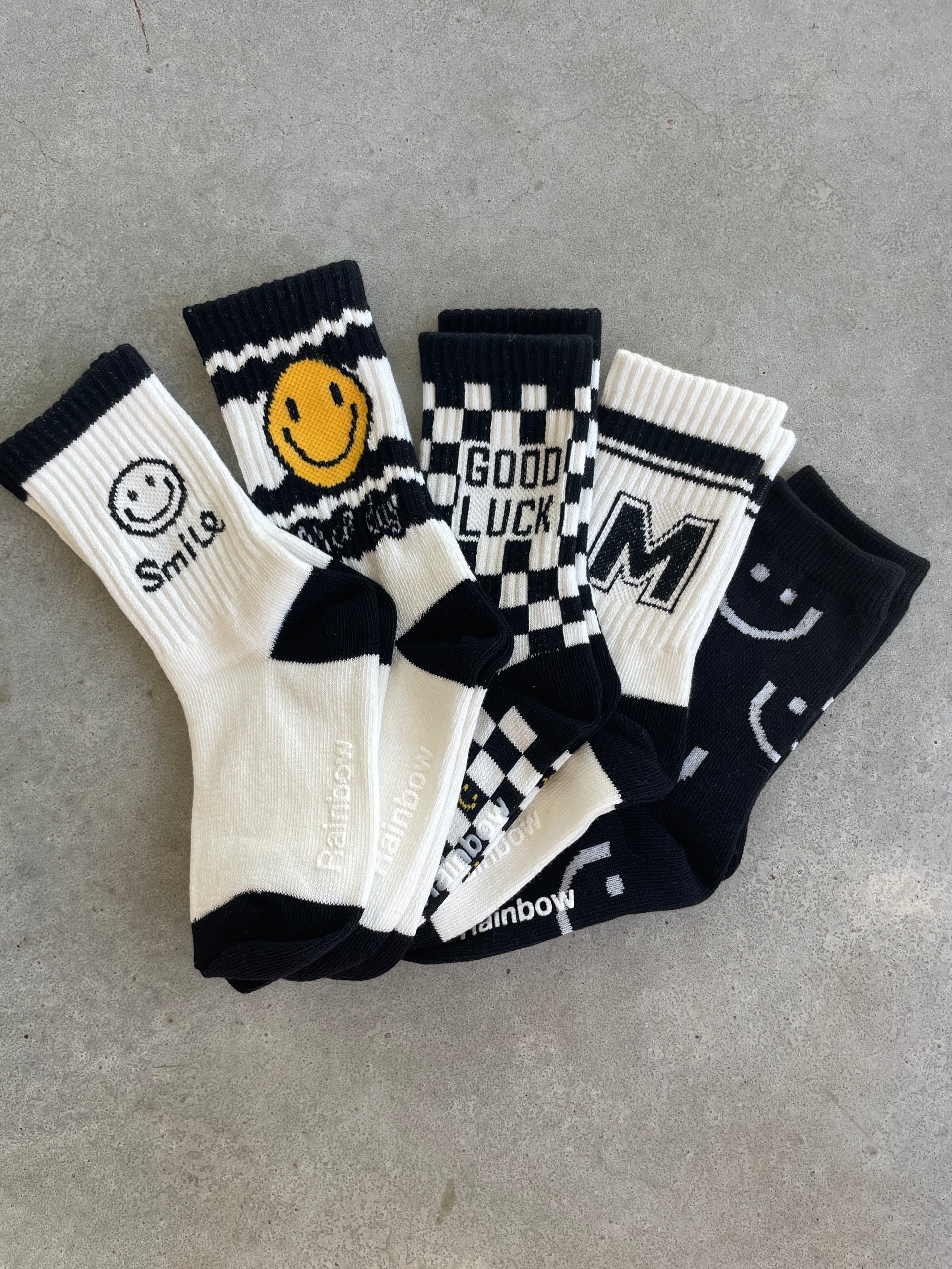 Black smiley socks - set van 5
