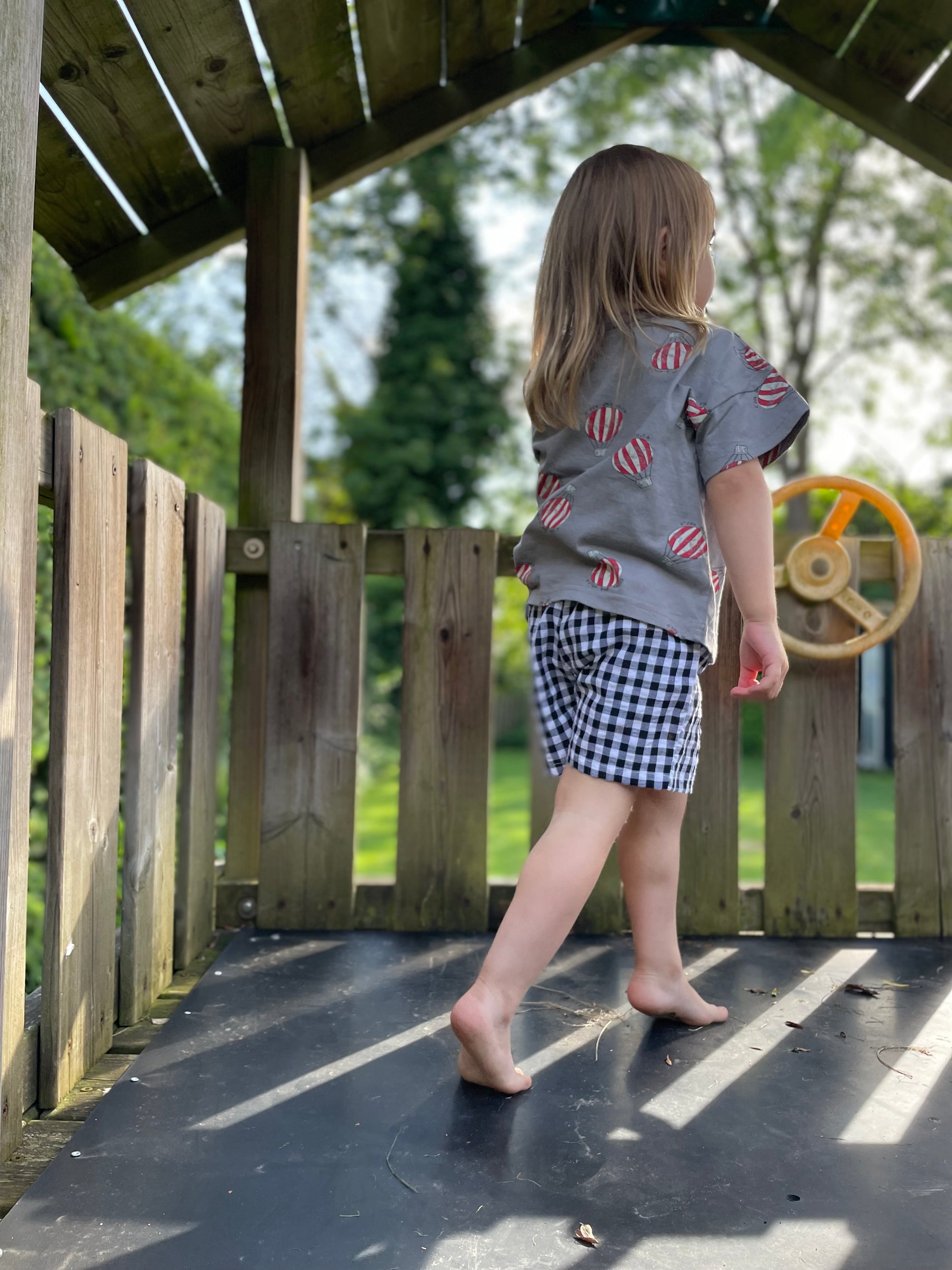 Checkered summer short - blauw