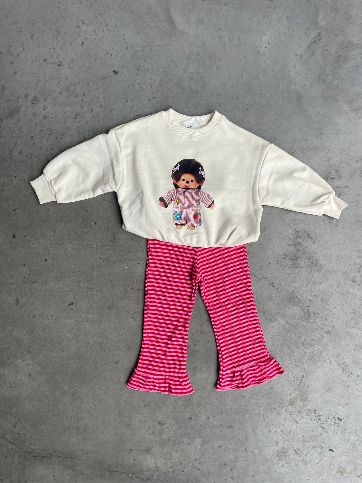 Striped frill pants
