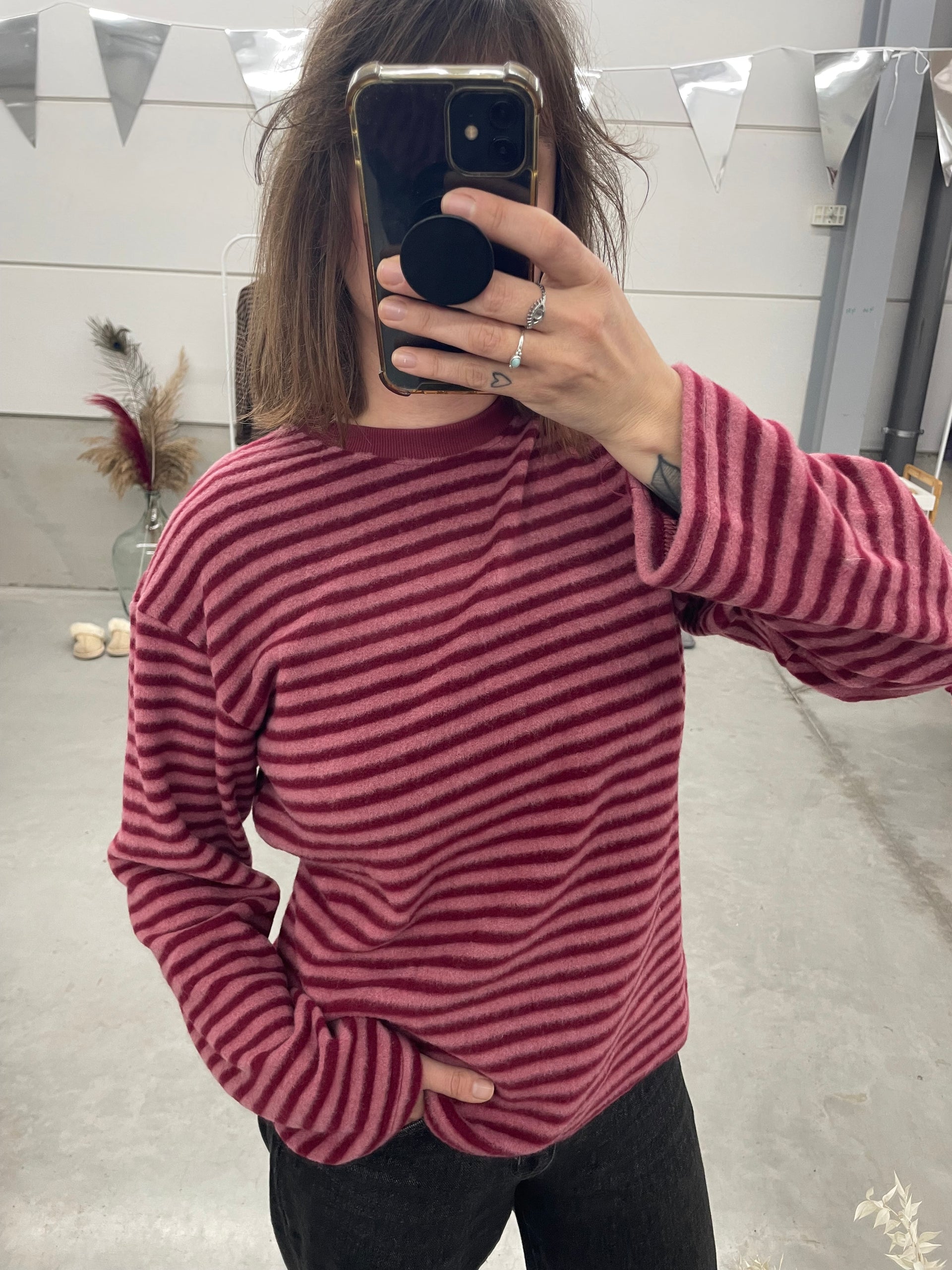 Striped fleeced sweater