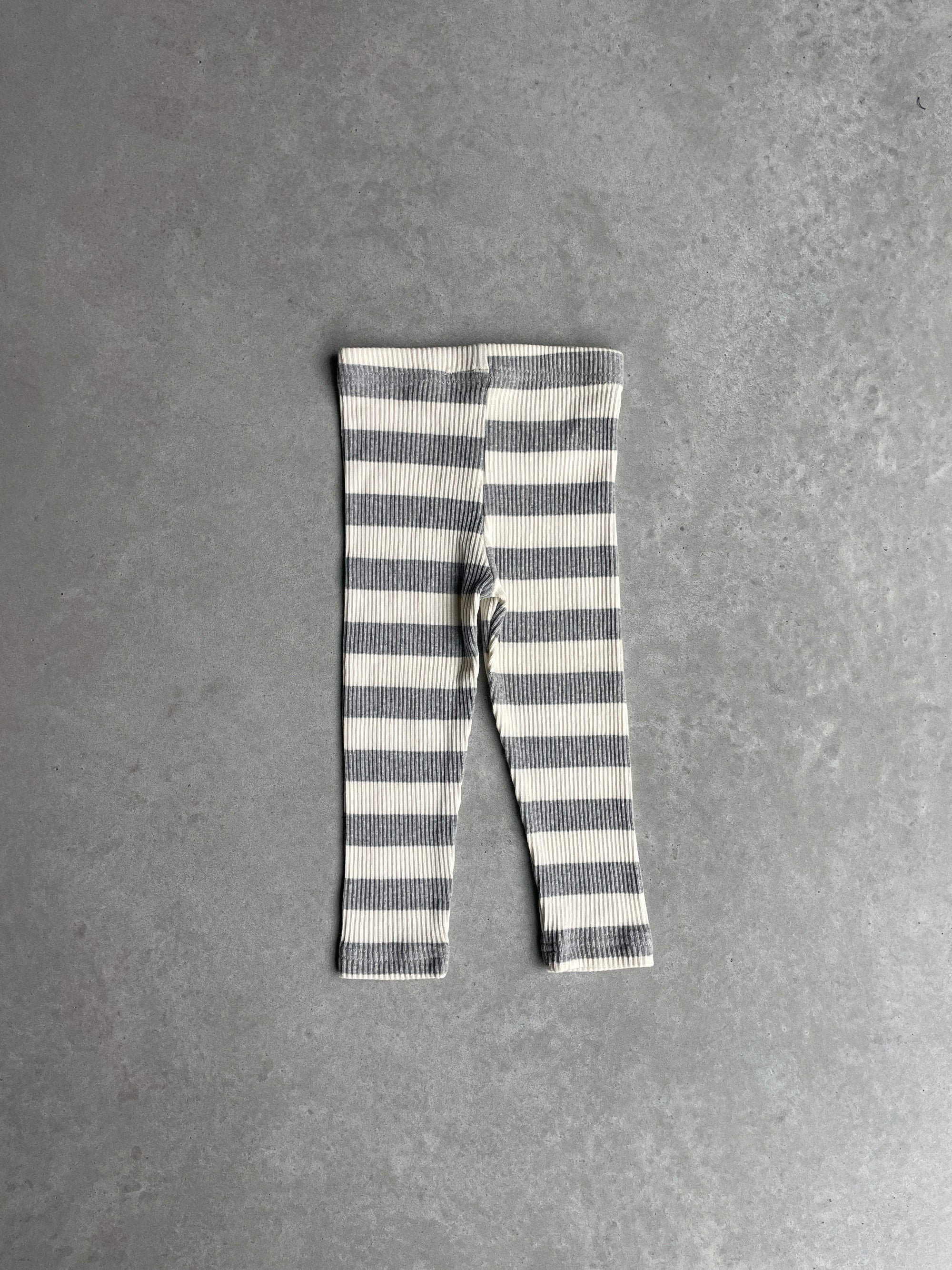 Striped rib leggings - grijs