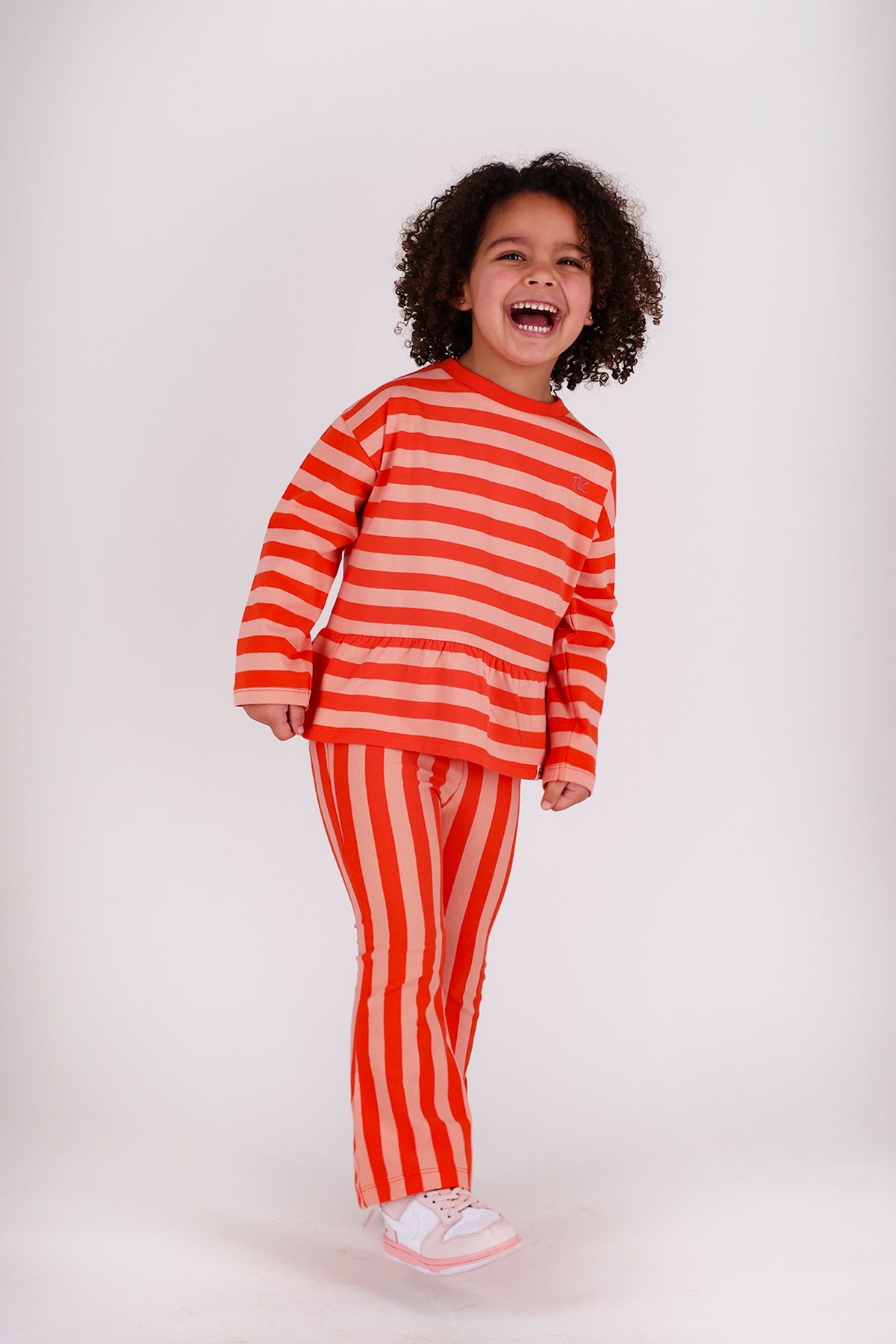 Striped flared pants - peach