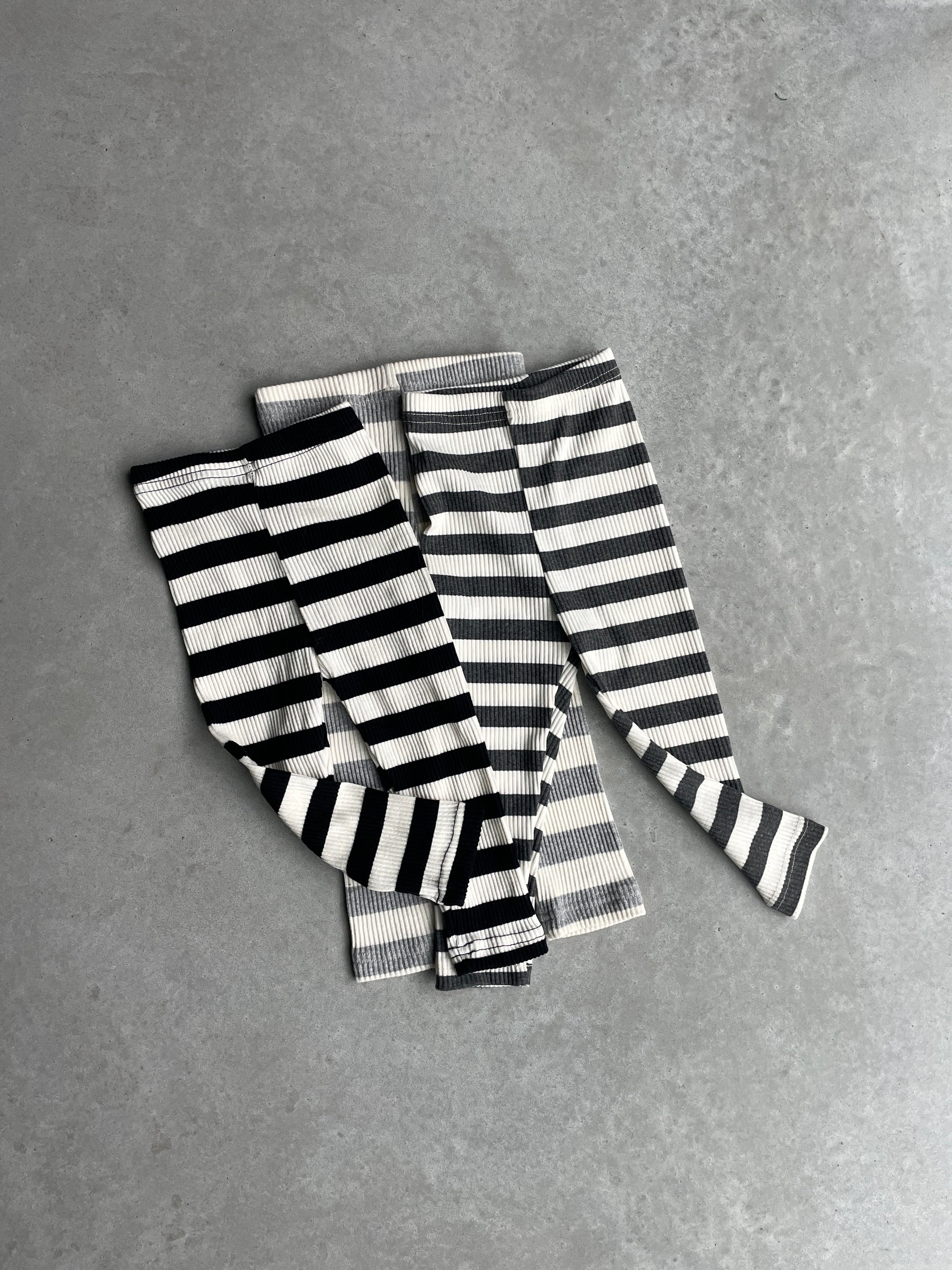 Striped rib leggings - grijs