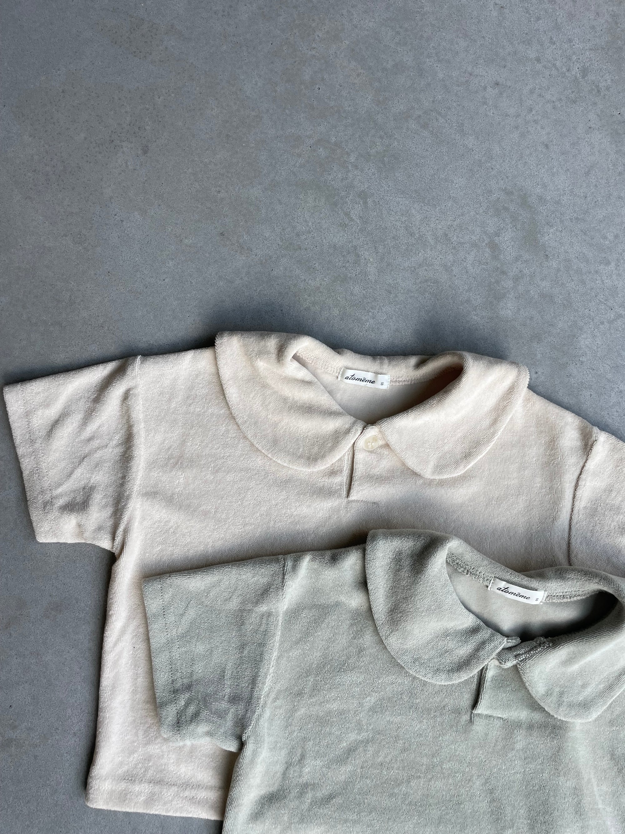 Curved terry tee - lichtbeige