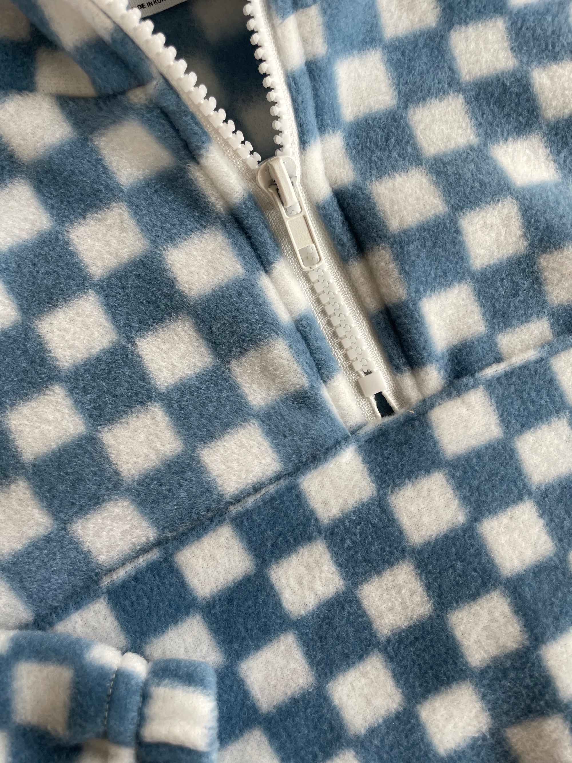Checkered fleece pullover - lichtblauw