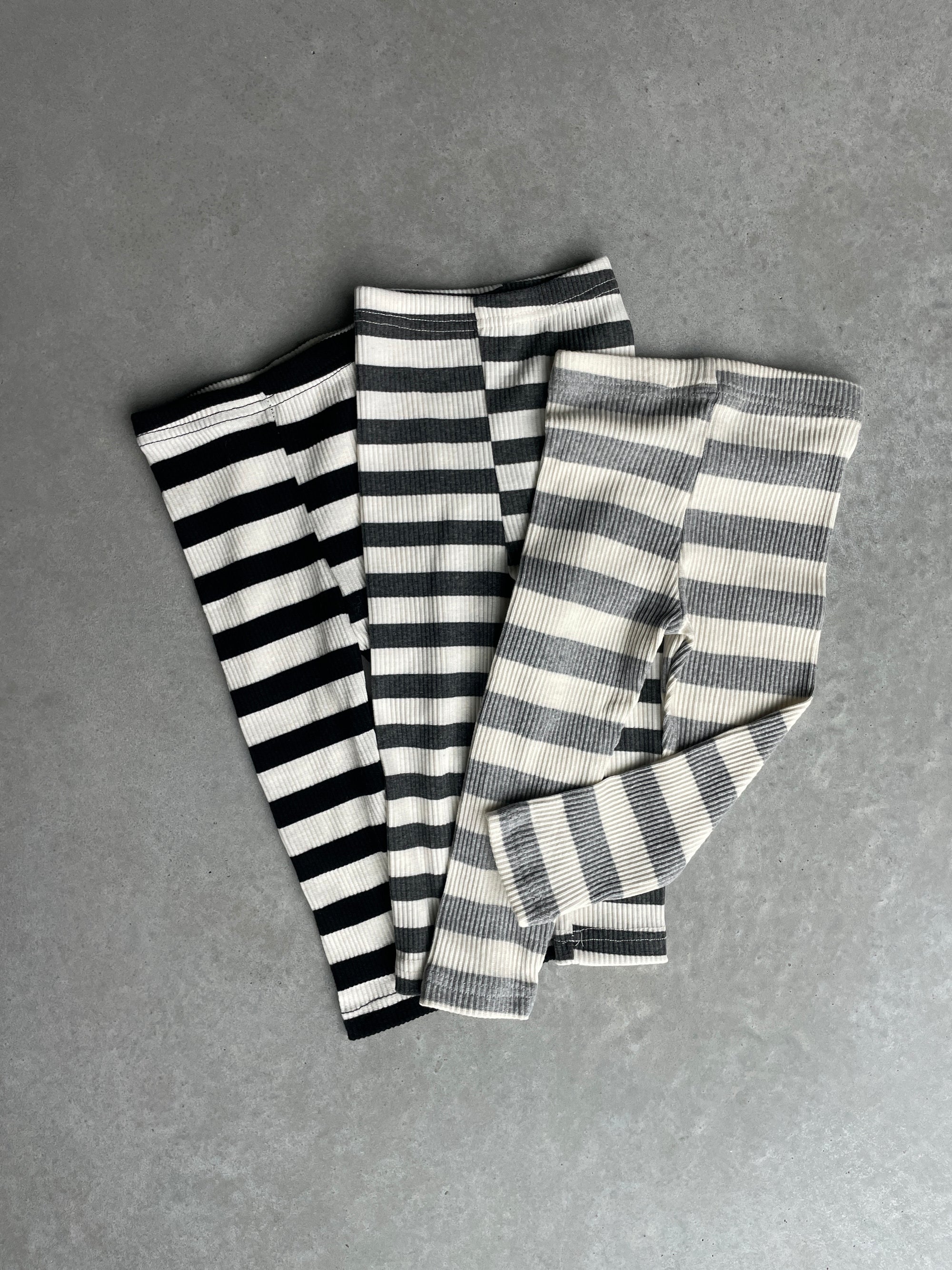 Striped rib leggings - zwart