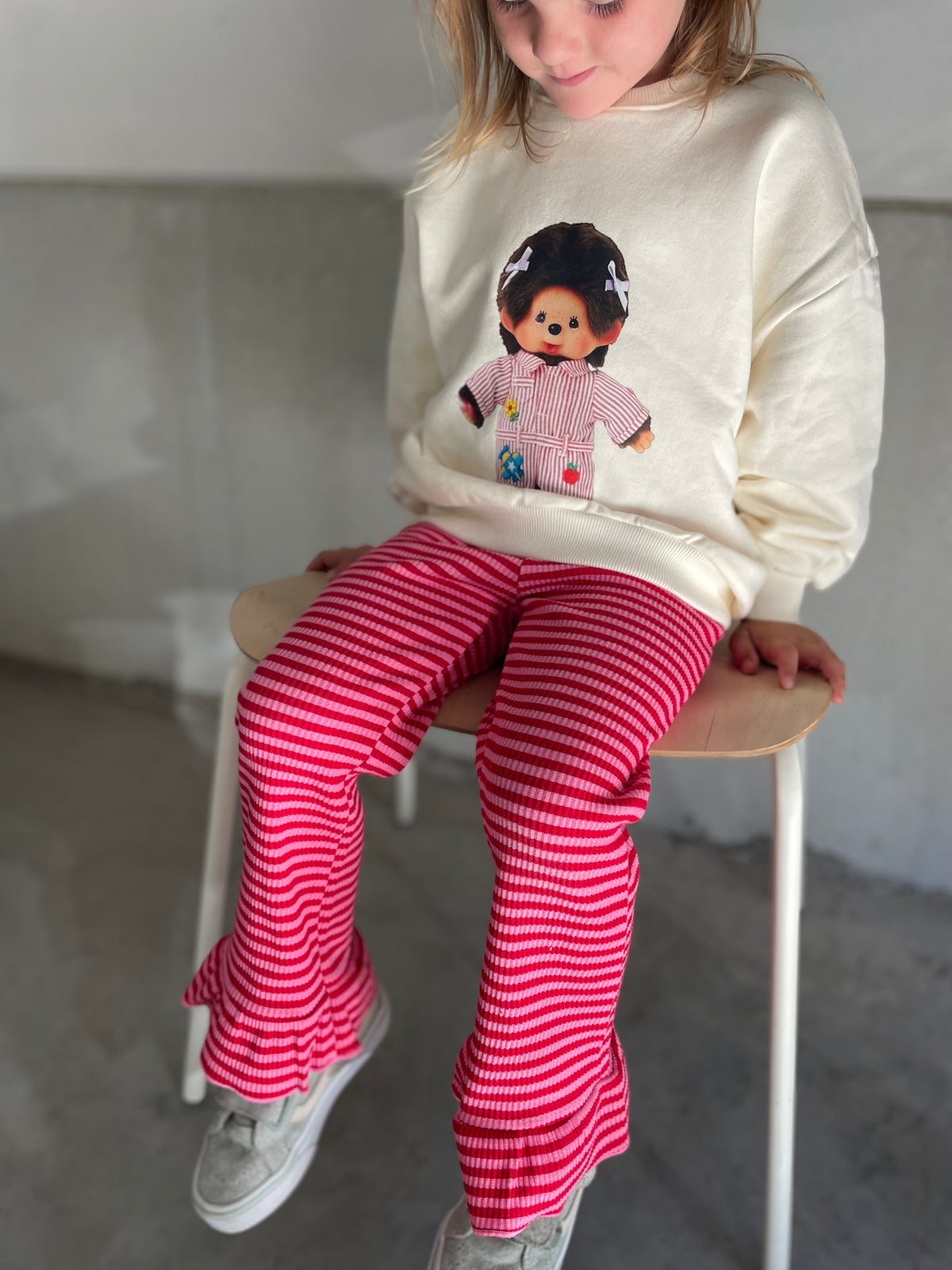 Striped frill pants