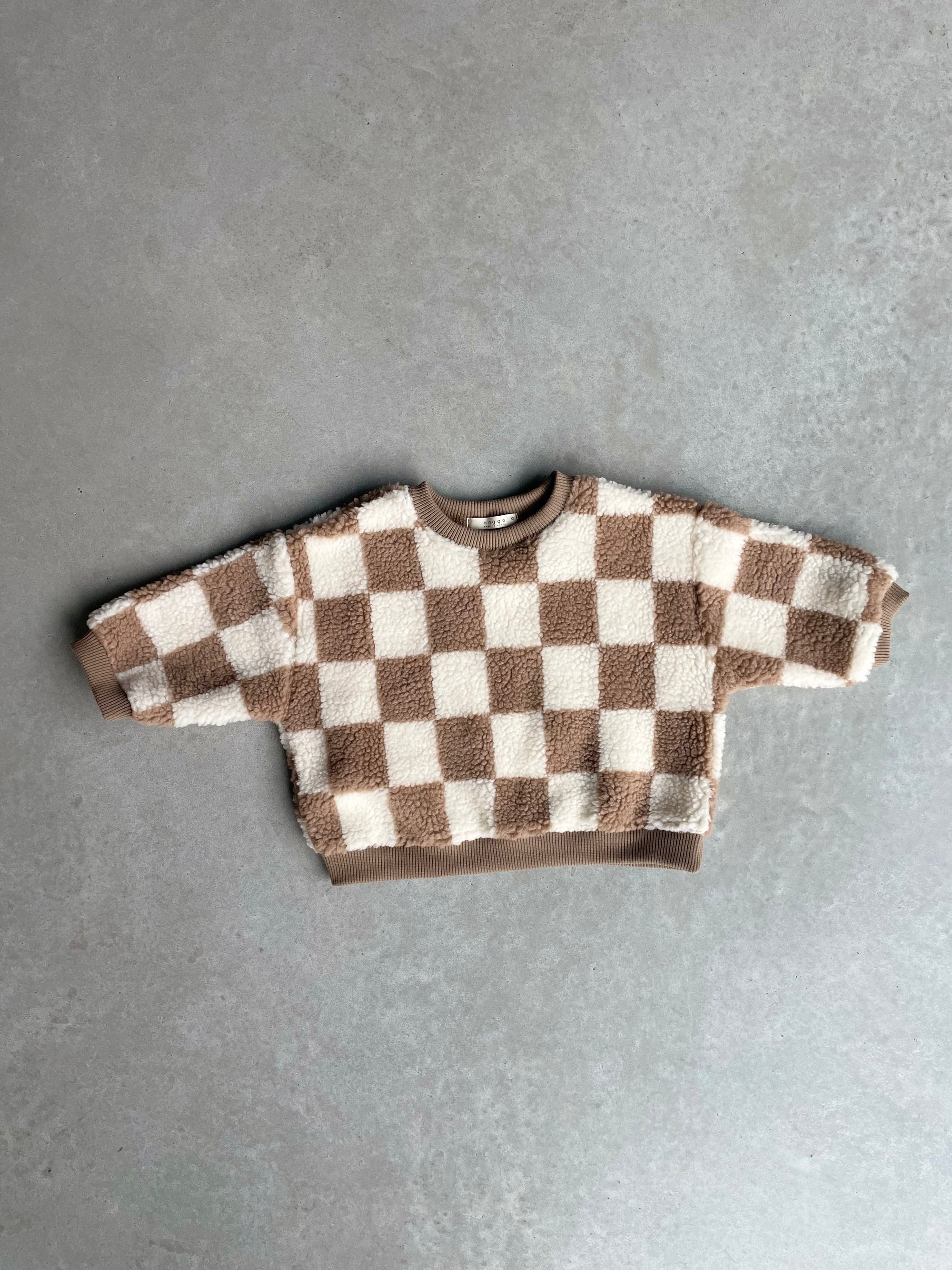 Checkered teddy sweater