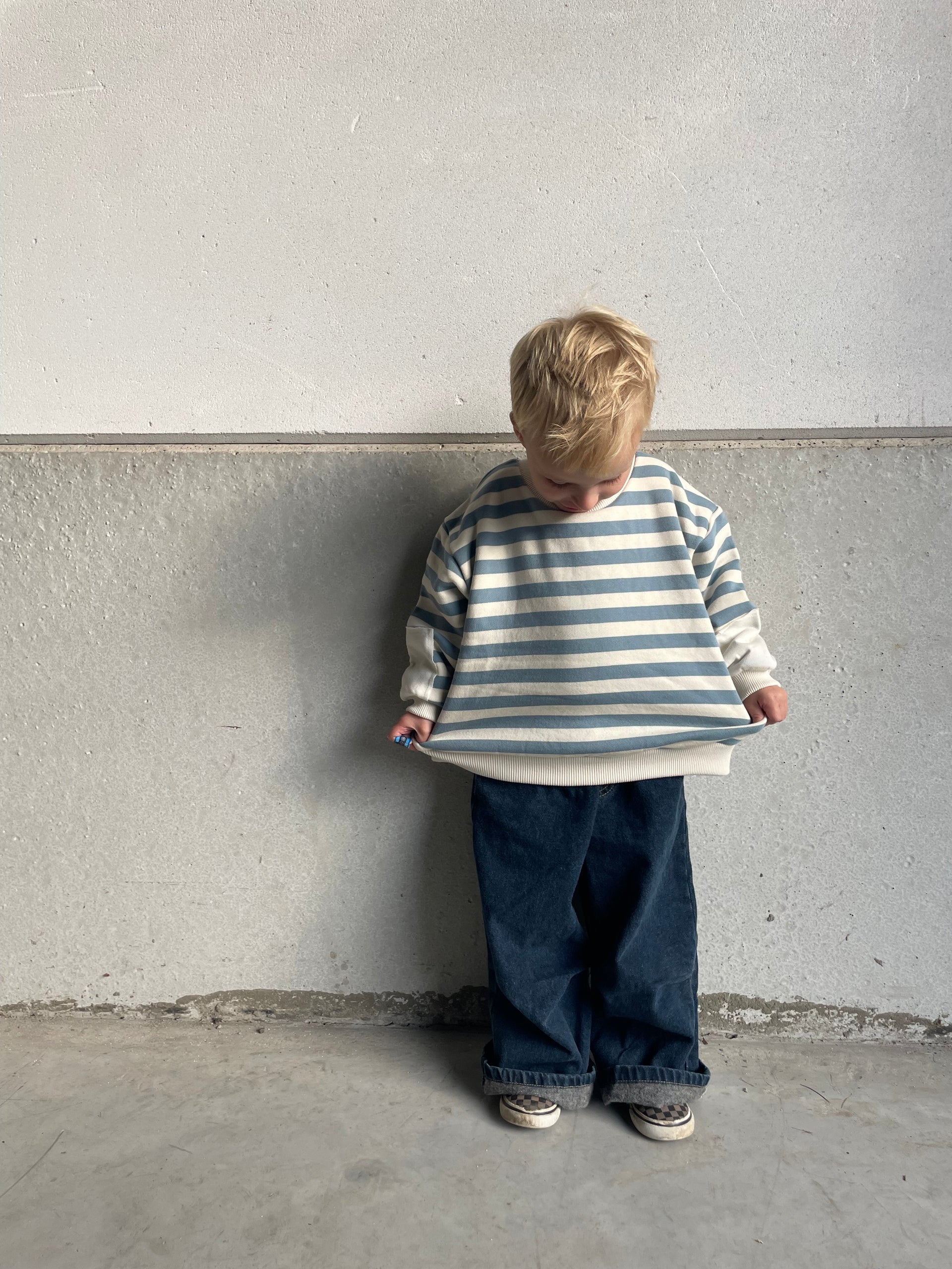 Oversized striped patch sweater