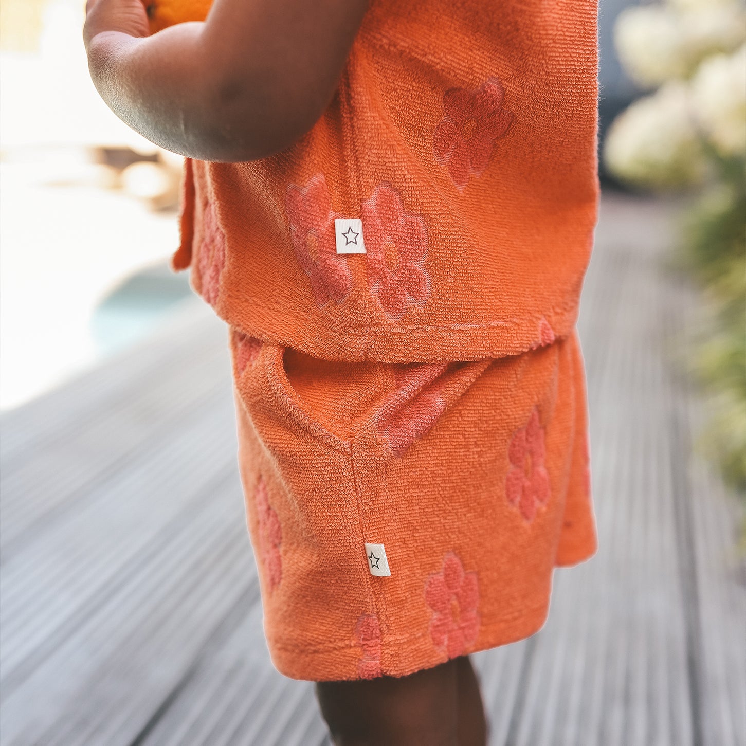 Terry flower shorts
