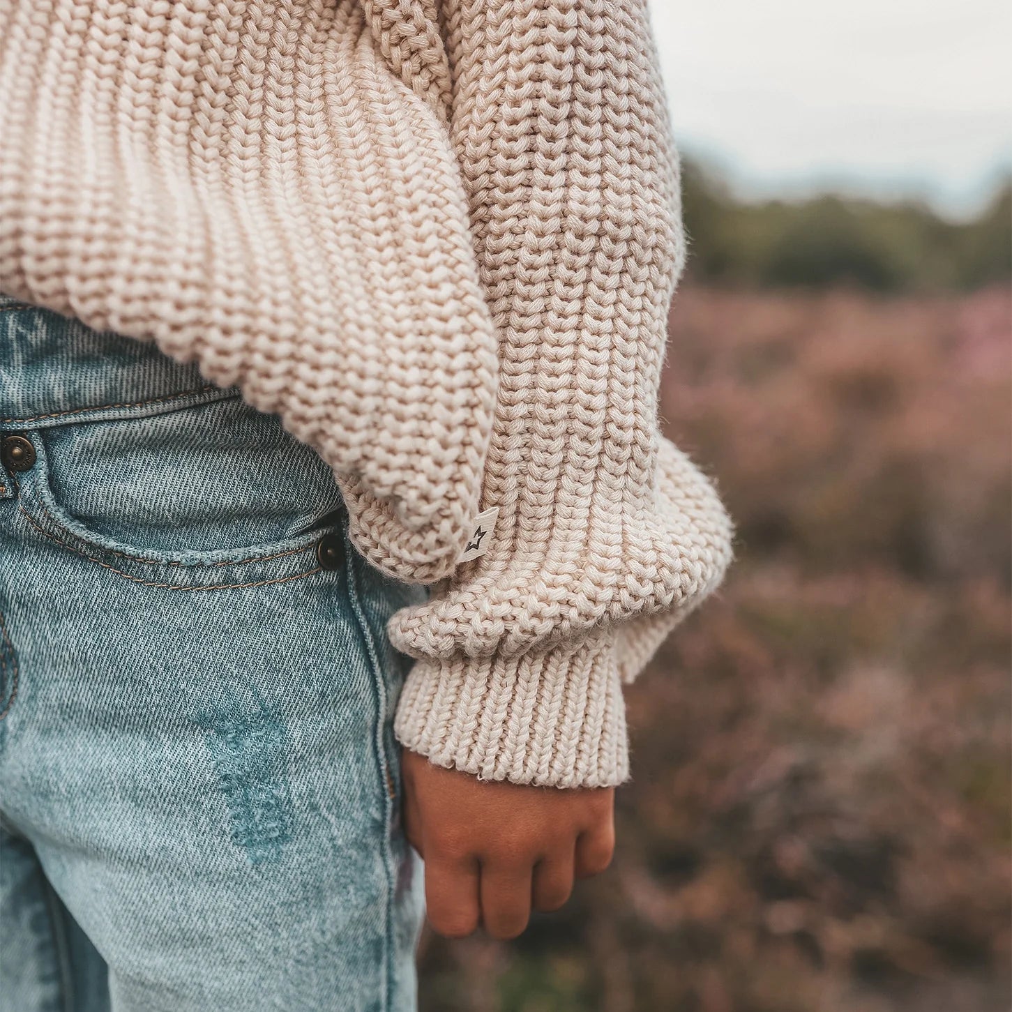 Oversized knitted sweater - crème