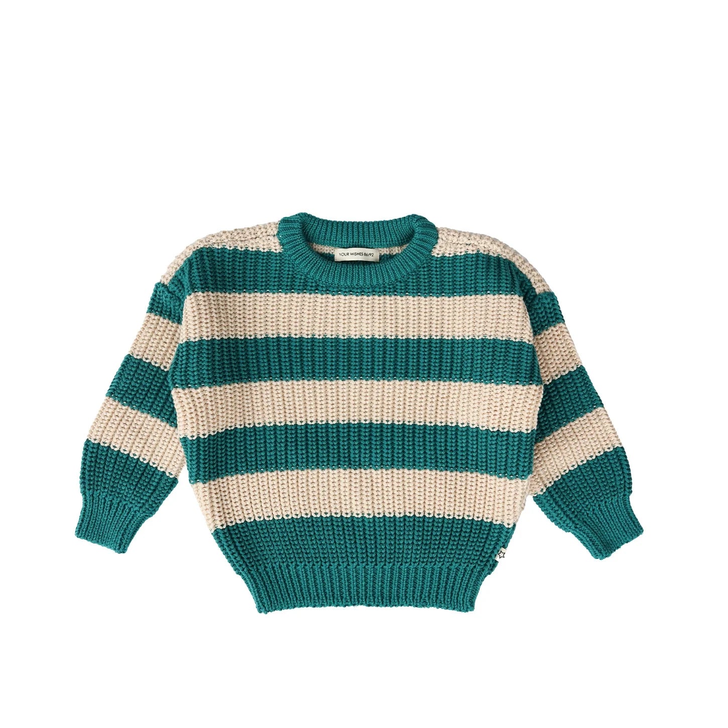 Oversized knitted sweater - crème-groen gestreept