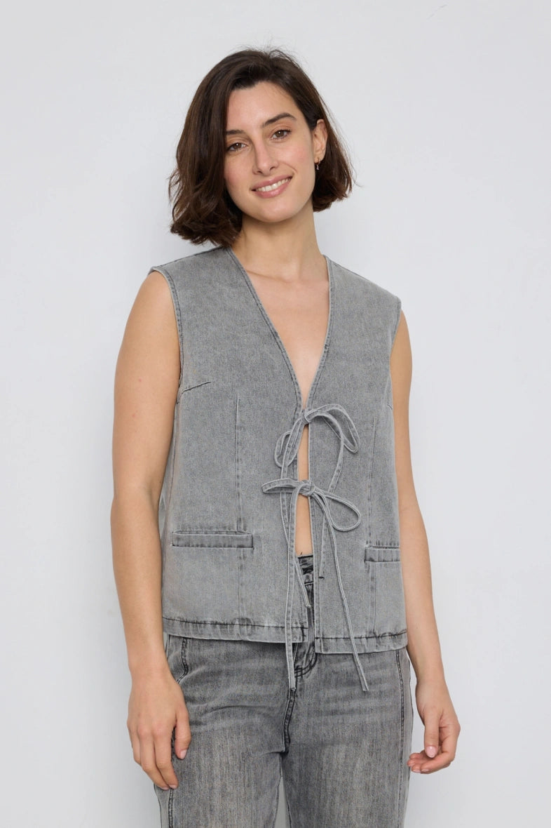 Grey denim vest